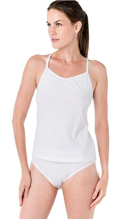 Stretch Cotton Sporty Adjustable Camisole 7044 - White