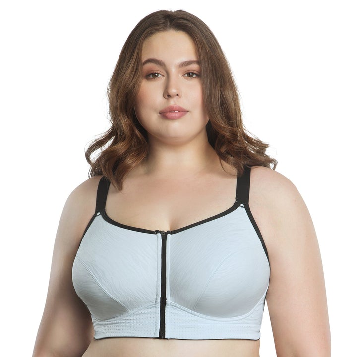 Wave Wireless Zip Front Closing Sport Bra 6052 - Silver