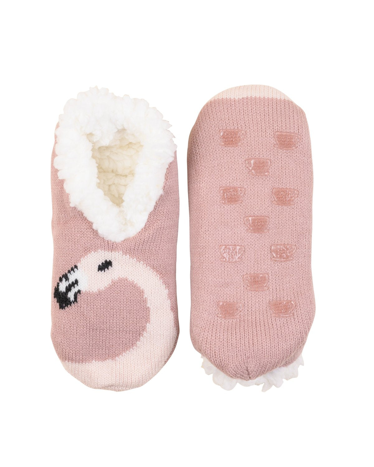 Coffee Shoppe Critter Ankle Slippers - Flamingo