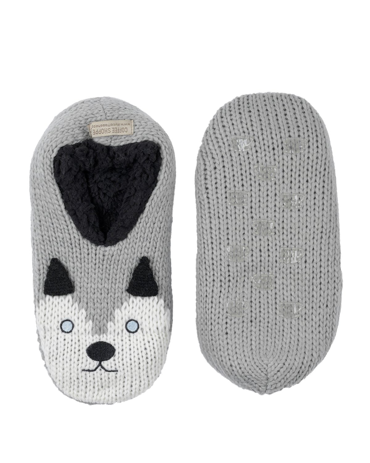 Coffee Shoppe Critter Ankle Slippers - Husky