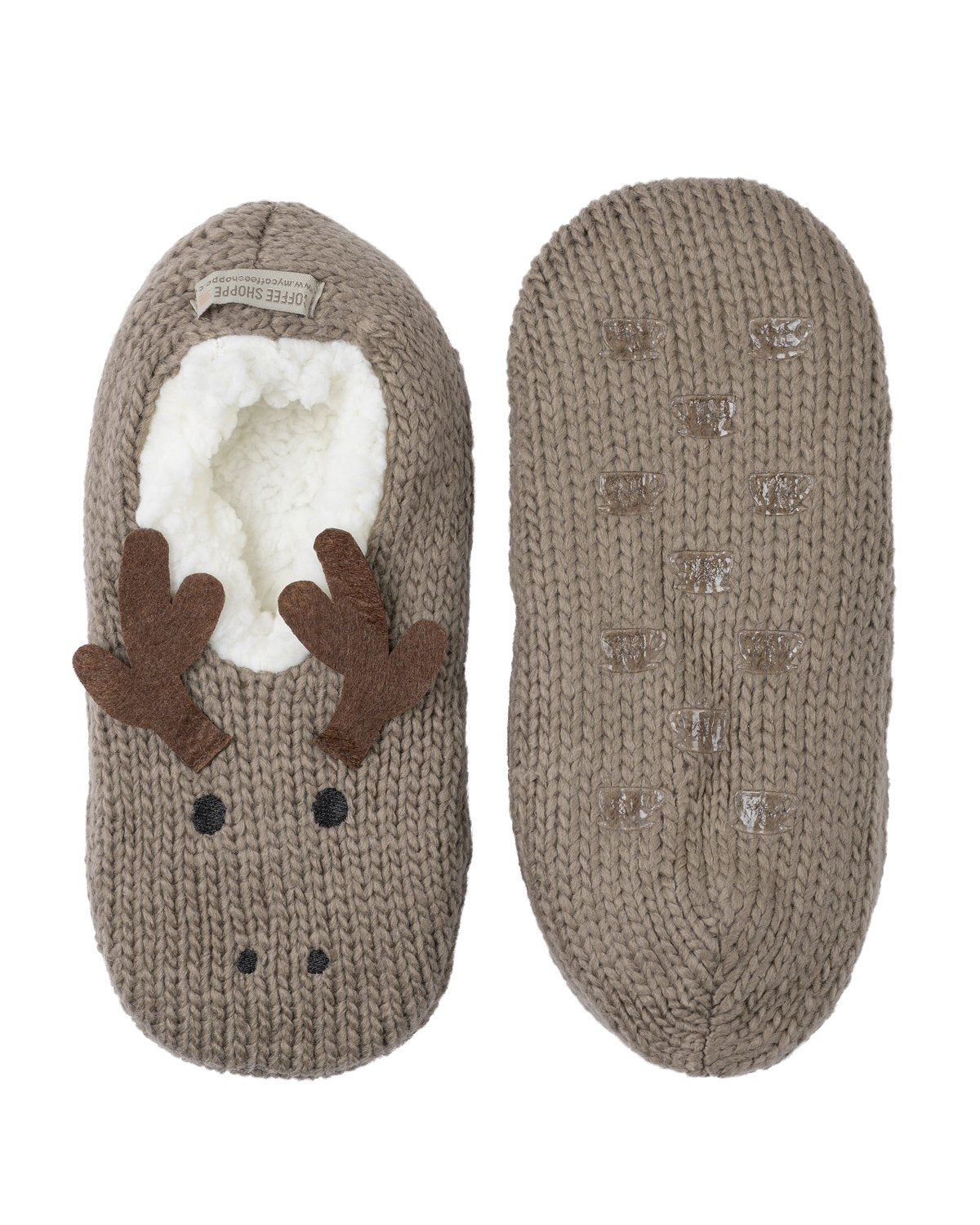 Coffee Shoppe Critter Ankle Slippers - Moose