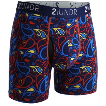 2UNDR 6" Swing Shift Boxer Brief - Blue Paisley