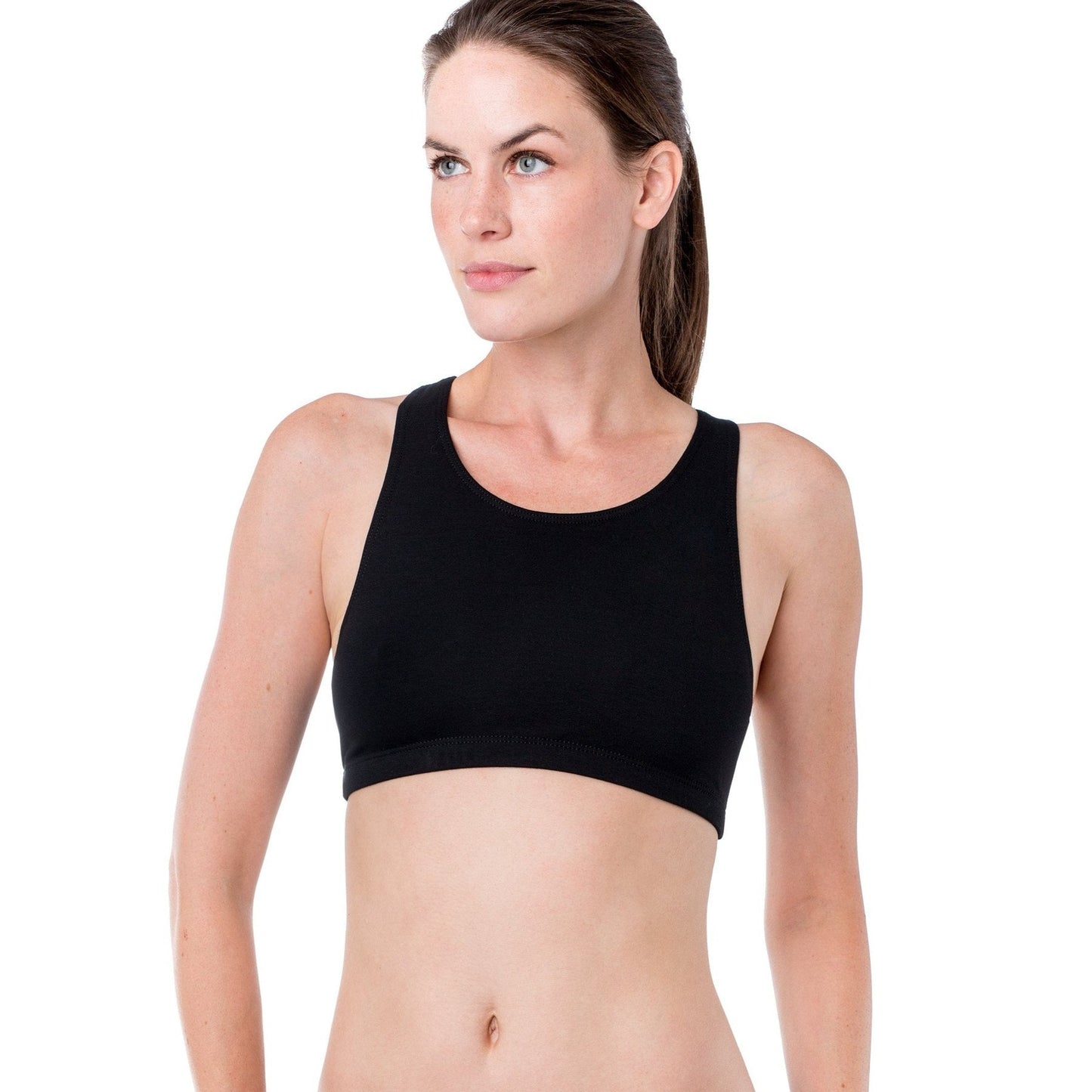 5150 Essentials Cotton Wireless Racerback Sport Bra EL5150 552 - Black