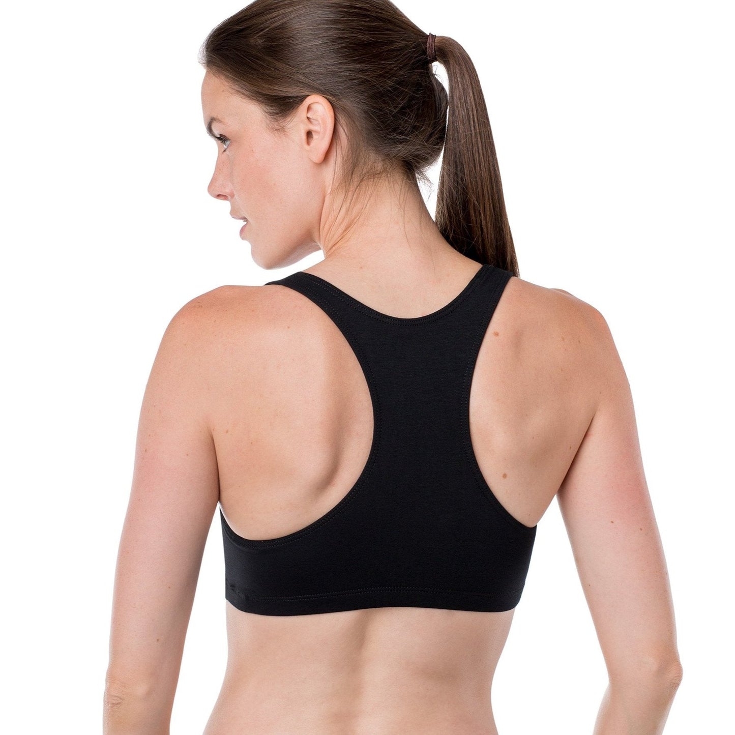 5150 Essentials Cotton Wireless Racerback Sport Bra EL5150 552 - Black