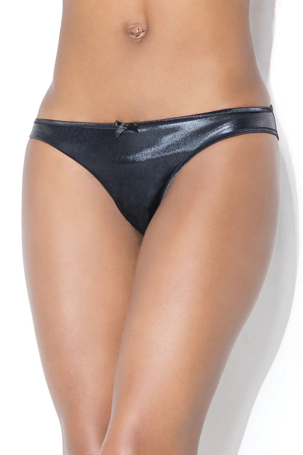 Wet Look Open Crotch Panty D9267 - Black