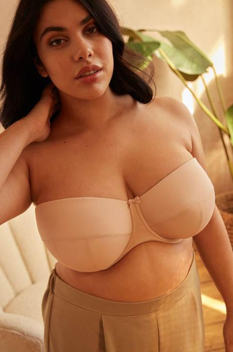 MELENECA Strapless Bra for Large Bust Back Smoothing Plus Size with  Underwire