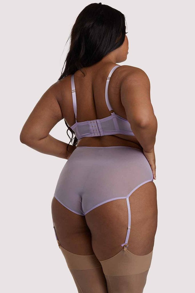 Sexy Women Lace Halterneck Bra + Briefs Panties With Garter Belt