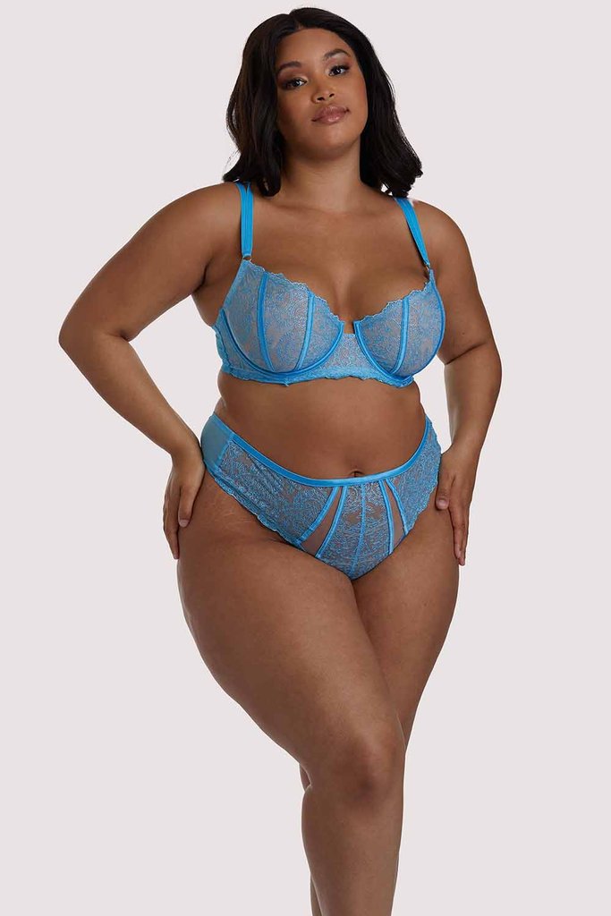 Peyton Embroidered Underwire Bra 006 - Aqua Blue