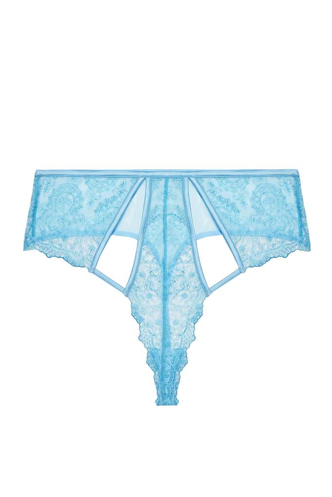 Peyton Embroidered High Waist Thong 006 - Aqua Blue – Purple