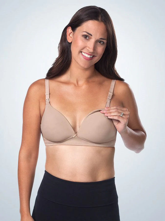 Leading Lady The Marlene - Silky Front-Closure Comfort Bra in Beige, Size:  48DD/F/G