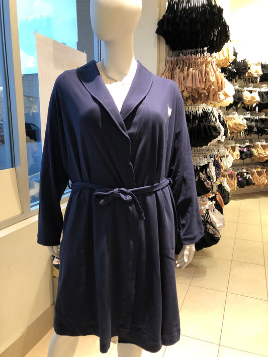100% Cotton Shawl Collar Robe 51200 - Navy Blue