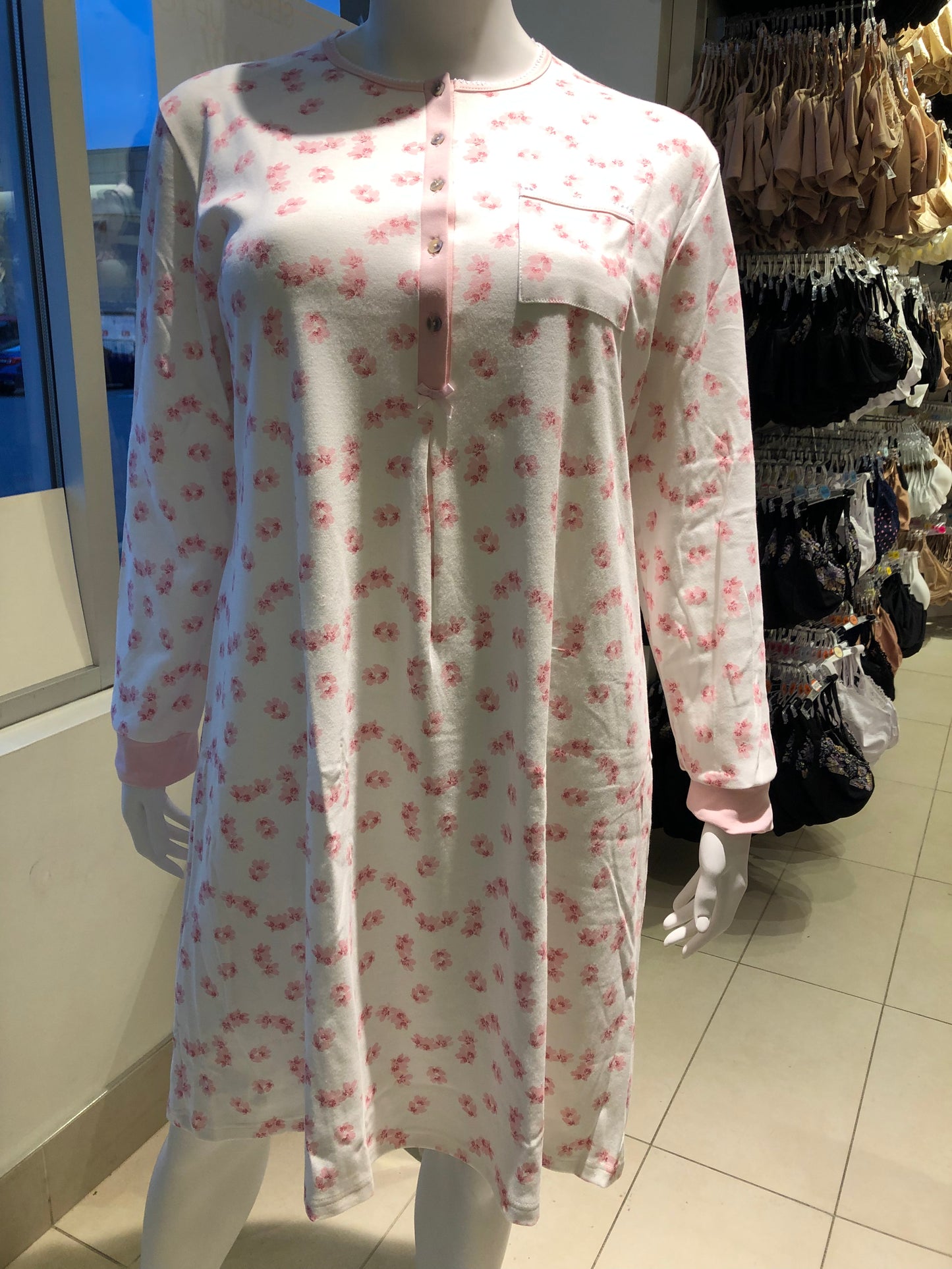 100% Cotton Long Sleeve Nightgown 51203 - Rosa