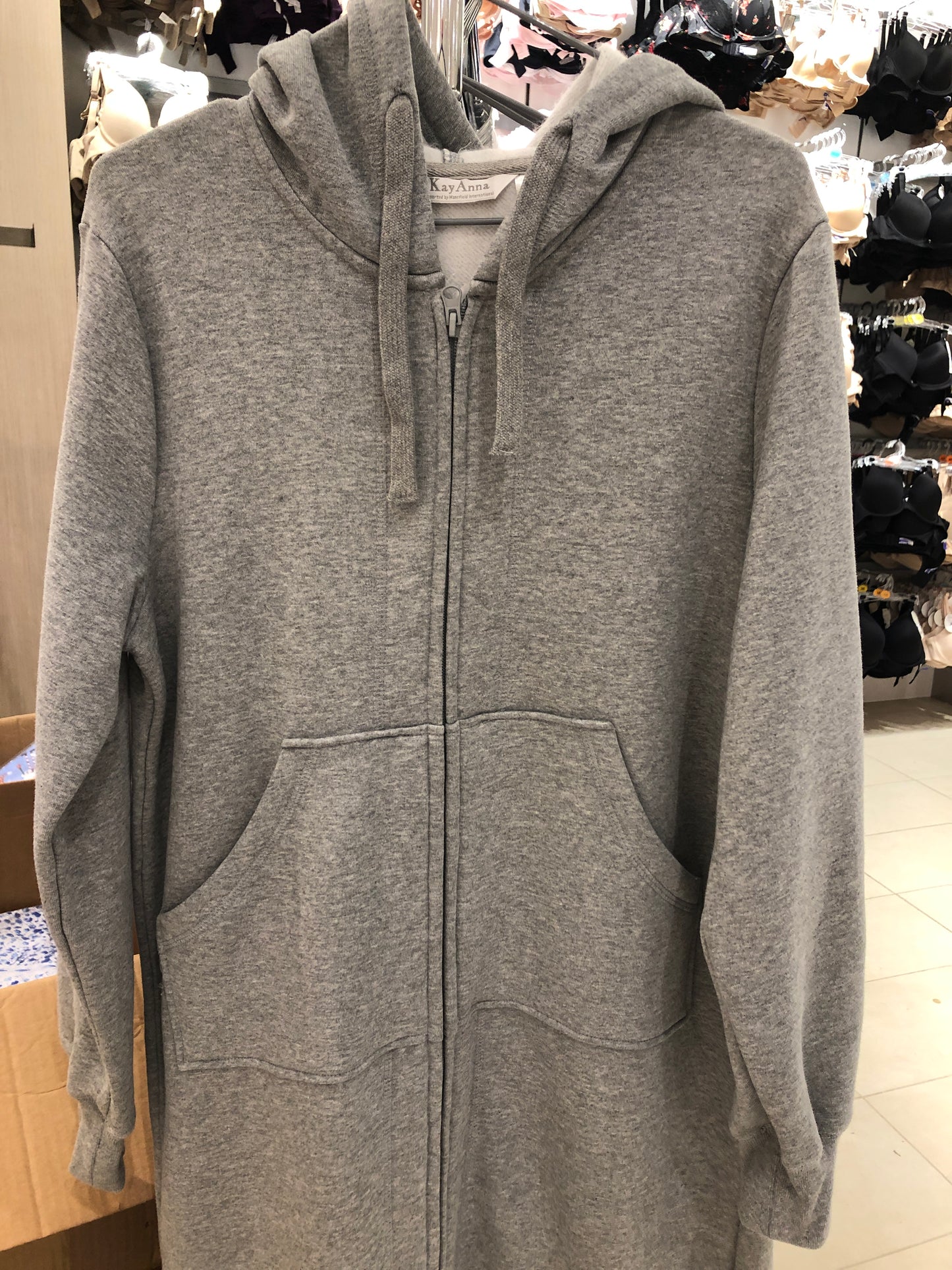 Zip Front Sweatshirt Robe 3622 - Grey Mix