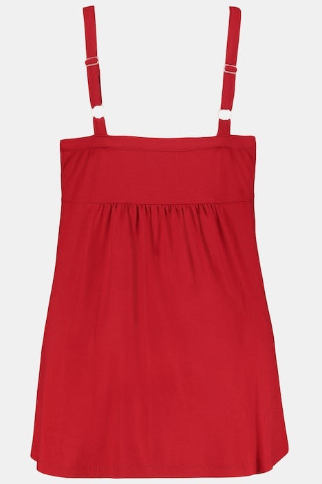 Lace Trim Babydoll Shorty Stretch Knit Pyjama Set 75085952 - Red
