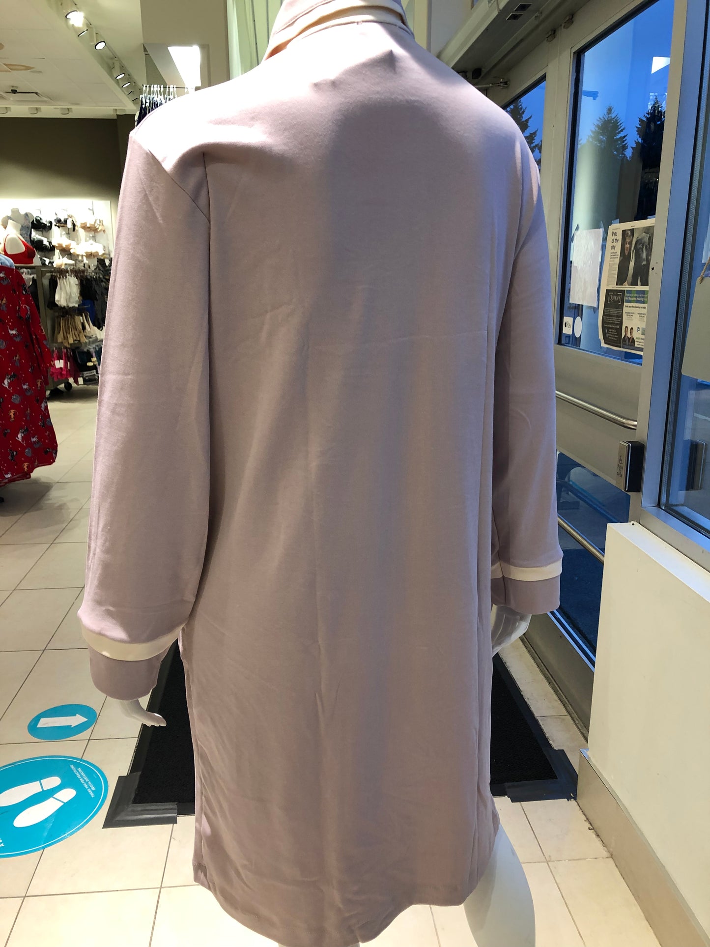 100% Cotton Long Sleeve Button Front Nightgown or Robe 51204 - Dove Grey (Tortora)