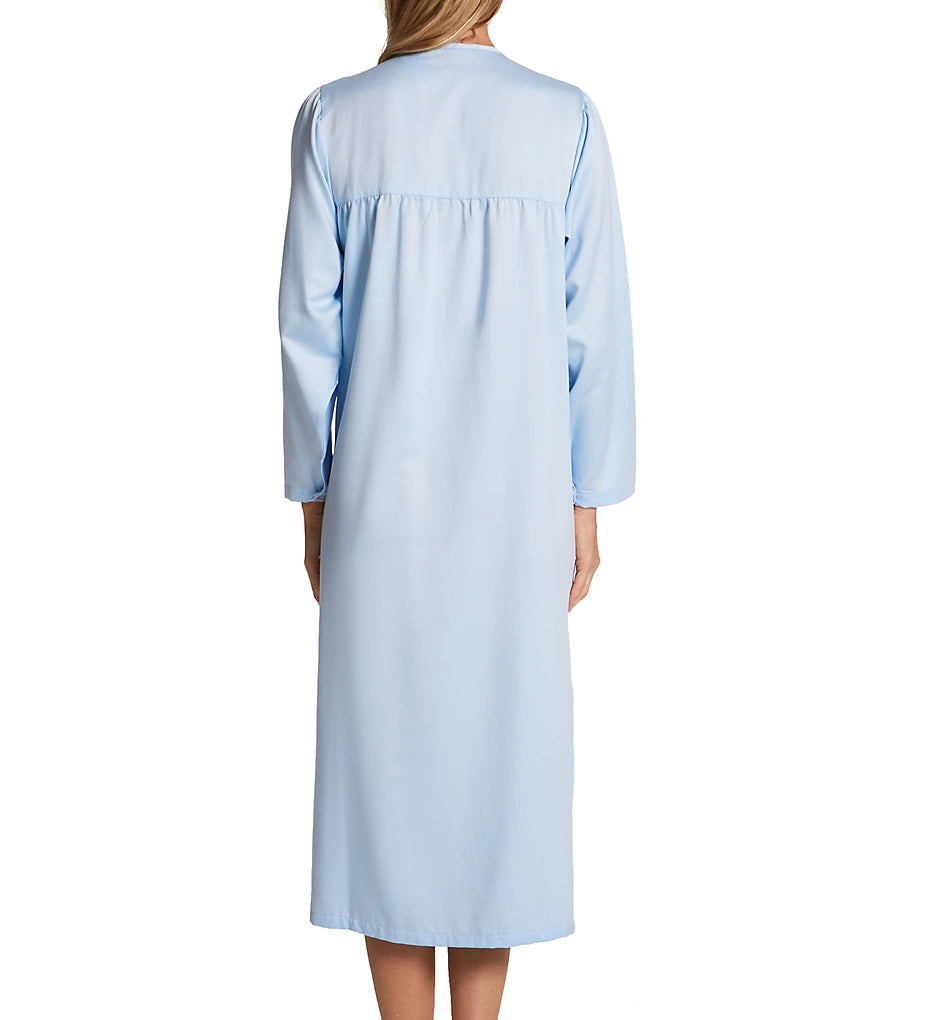 Embroidered Brushed Back Satin Nightgown 11377 - Blue