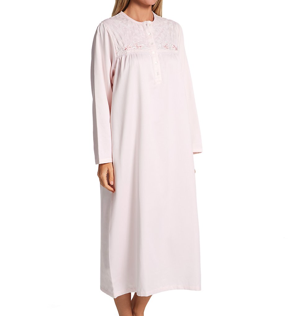 Embroidered Brushed Back Satin Nightgown 11377 - Pink