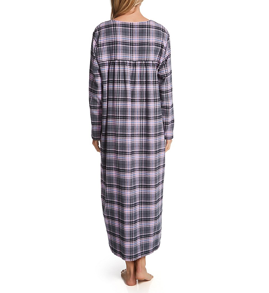100% Cotton Flannel Long Gown 11435 - Grey Tartan