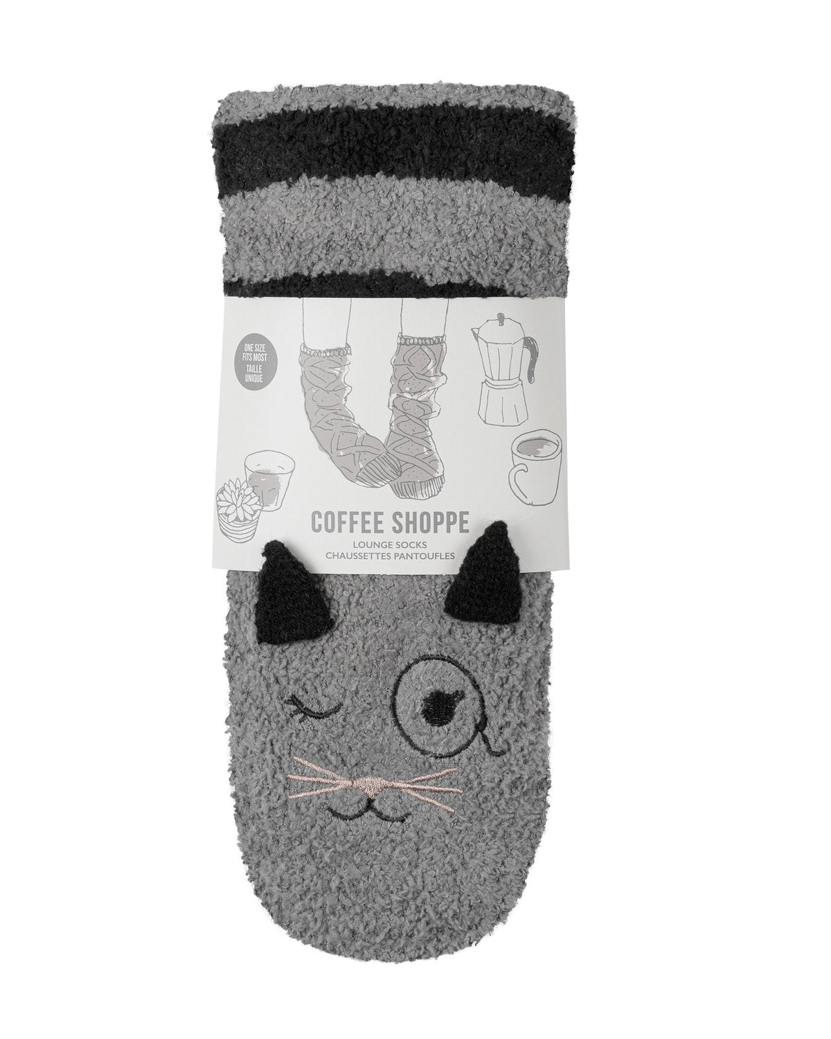 Coffee Shoppe Marshmallow Critter Lounge Socks - Cat