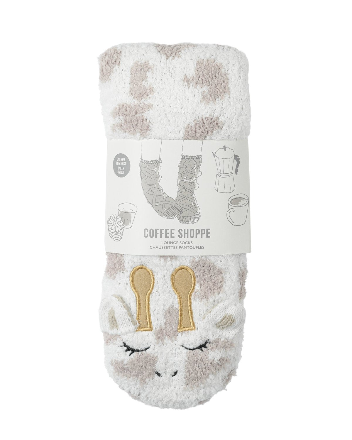 Coffee Shoppe Marshmallow Critter Lounge Socks - Giraffe