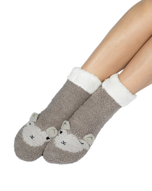Coffee Shoppe Marshmallow Critter Lounge Socks - Llama