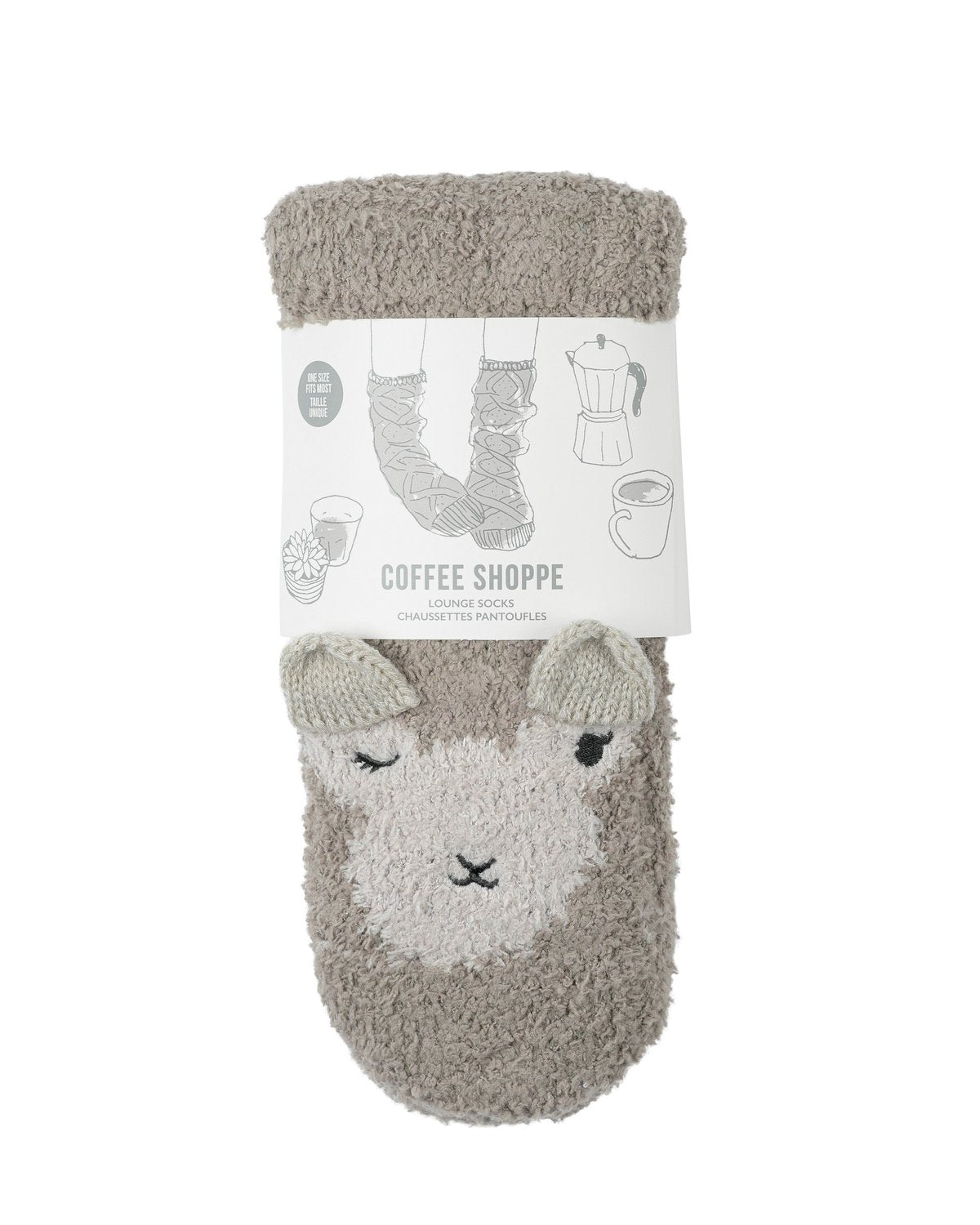 Coffee Shoppe Marshmallow Critter Lounge Socks - Llama