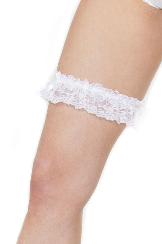 Ruffled Lace Garter 104 - White