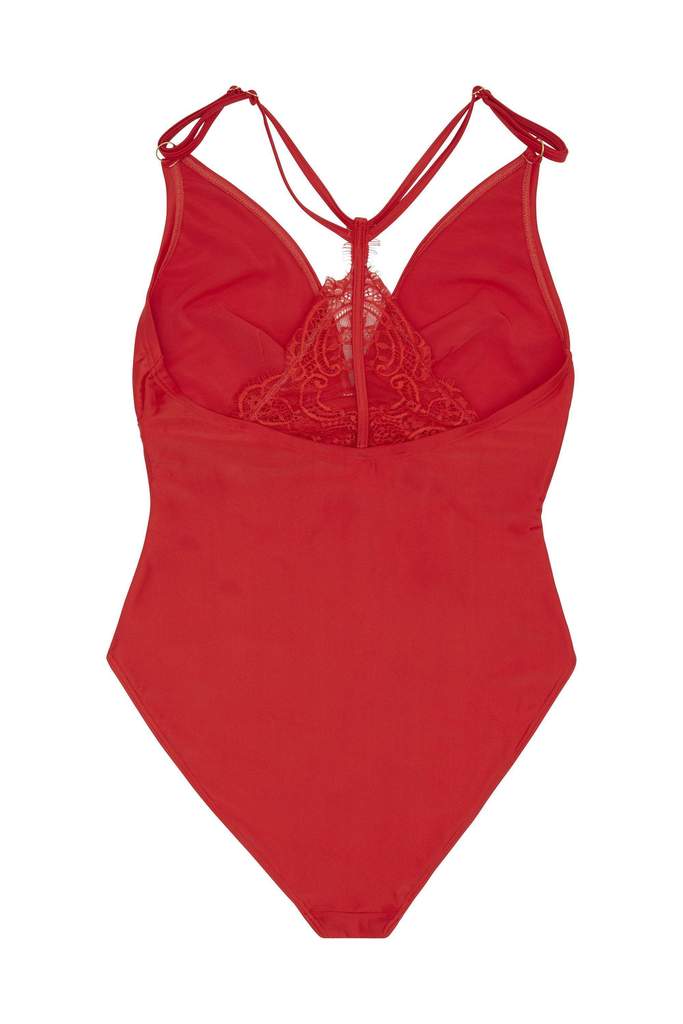 Lace Detail Swimsuit 400R - Red