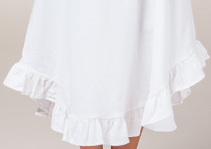 100% Cotton Knit Smocked Short Sleeve Rosebud Short Gown 1568 - White