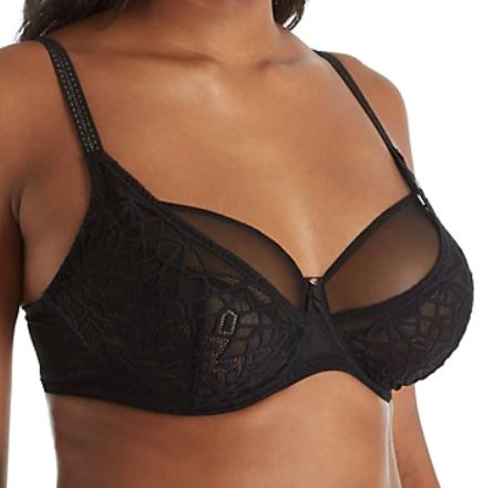 Soiree Lace Plunge High Apex Underwire Bra - Black