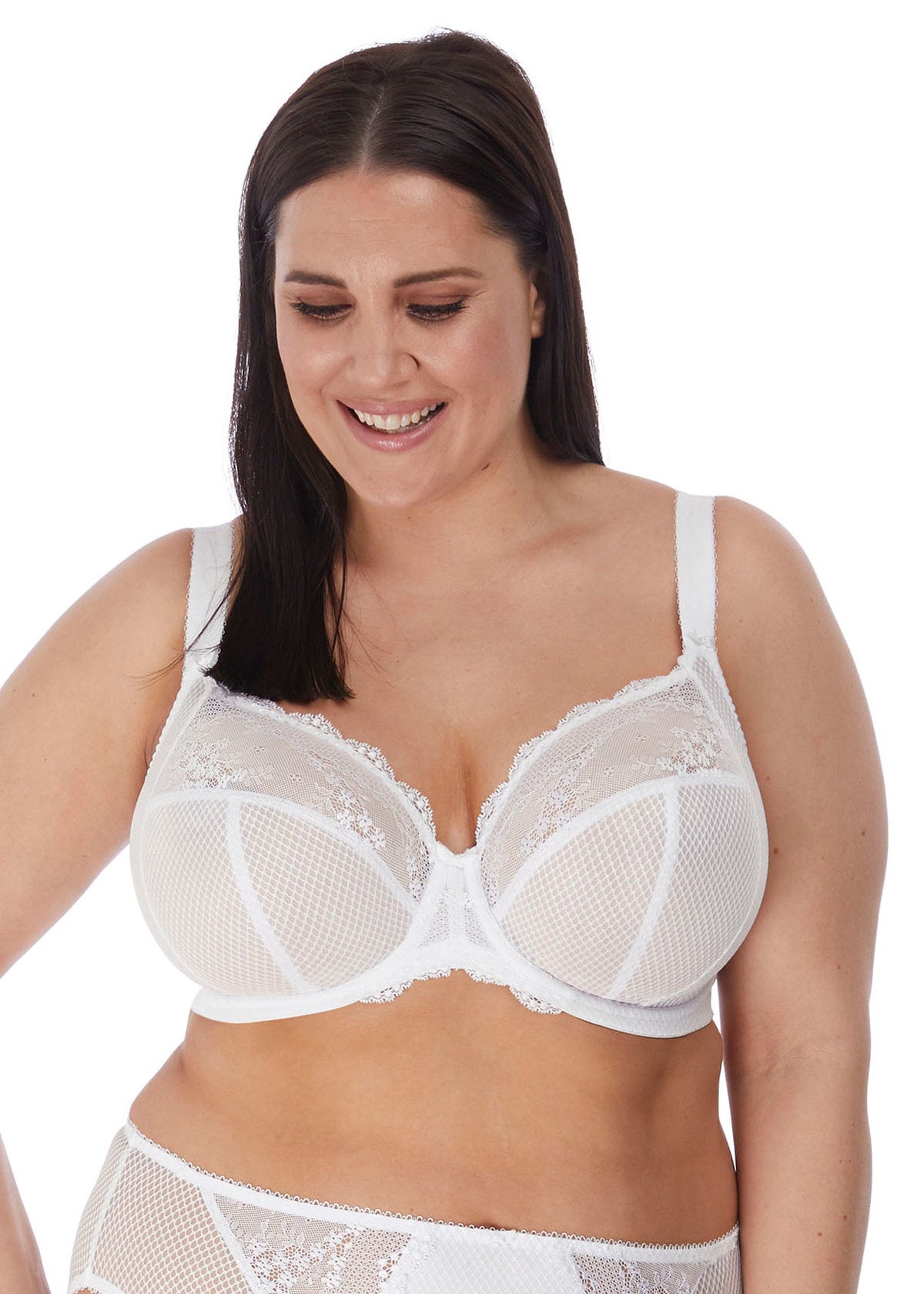 Charley Stretch Lace Underwire Plunge Bra EL4382 - White