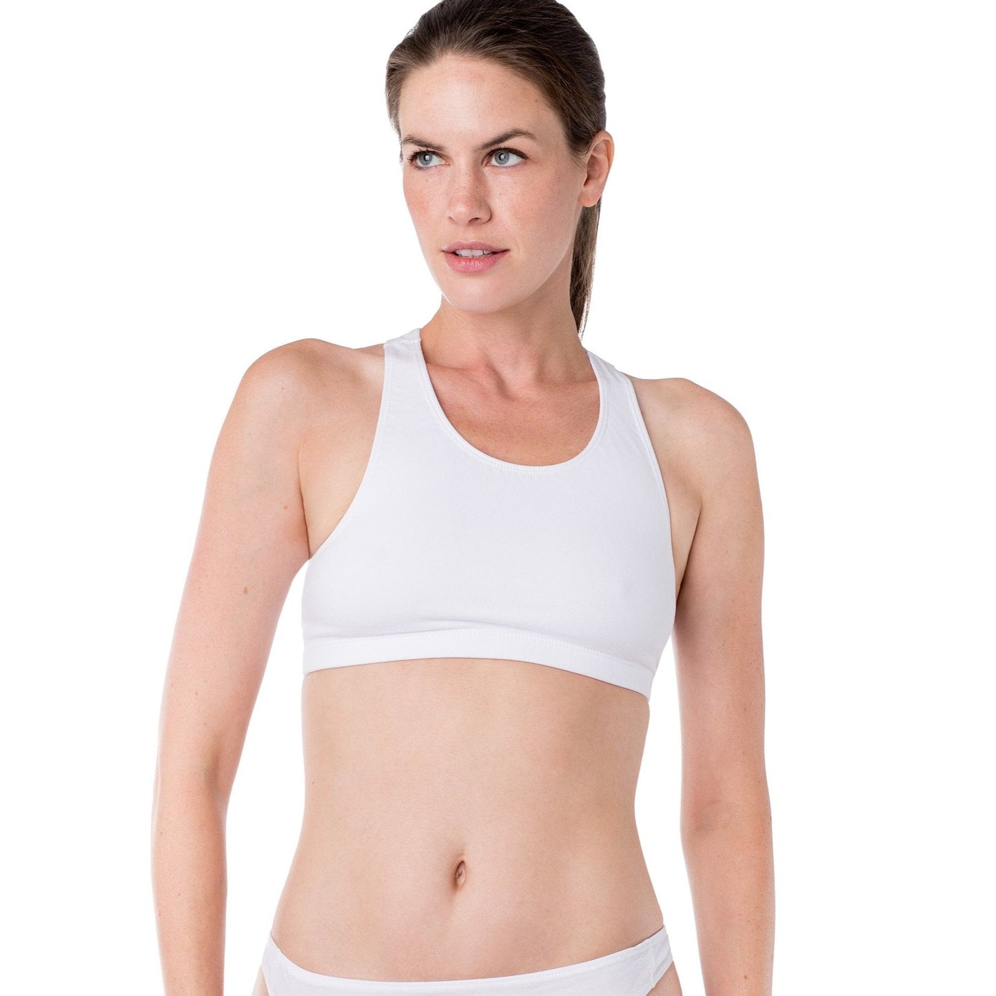 5150 Essentials Cotton Wireless Racerback Sport Bra EL5150 010 - White