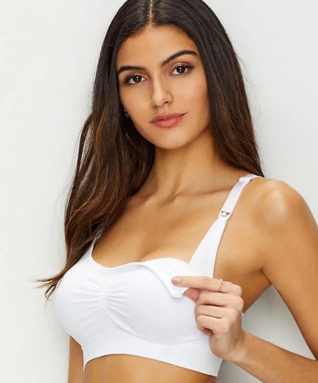 Curve Muse Plus Size Nursing Cotton Unlined Wirefree Bra with Lace Trim-2  Or 3PK-Slate,White-34DD : : Clothing, Shoes & Accessories